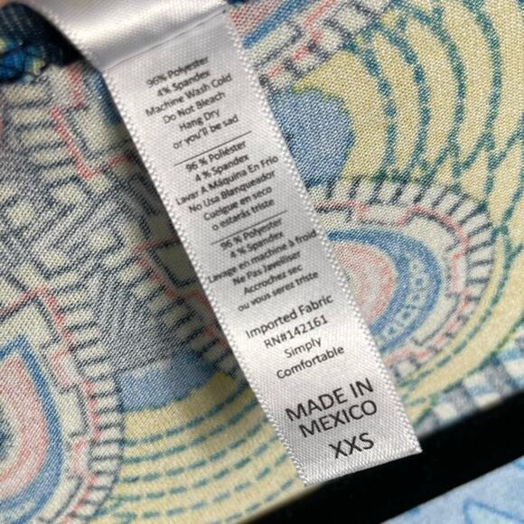 Lularoe Classic T Womens Top Butterfly Abstract Blue Yellow XXS - Picture 9 of 11